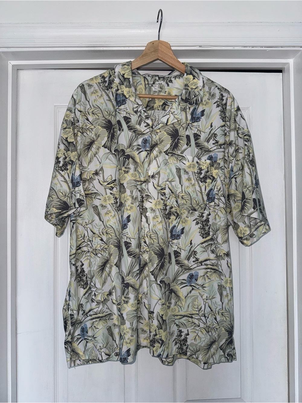 Abercrombie & Fitch Short Sleeve Relaxed Tropical Camp Shirt Light Green XXL